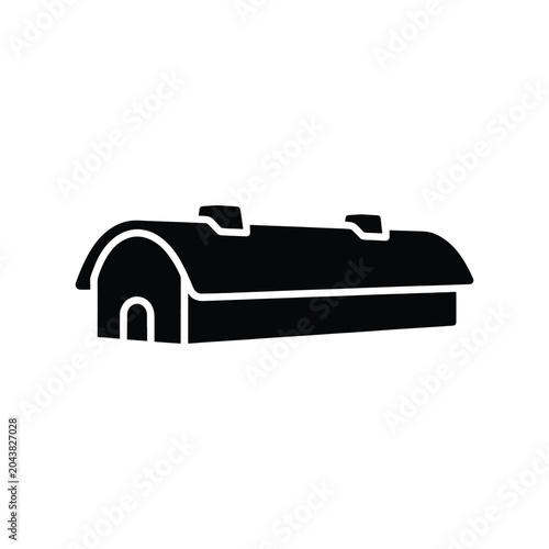 Longhouse silhouette icon for traditional communal architecture
