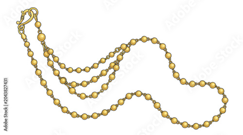 Photos Elegant Gold Chain Necklace with Small Beads, Isolated on White Background
