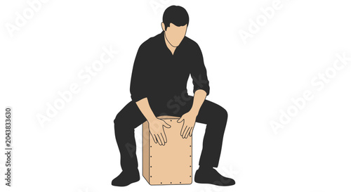 Fotografía Man sitting on a cardboard box.