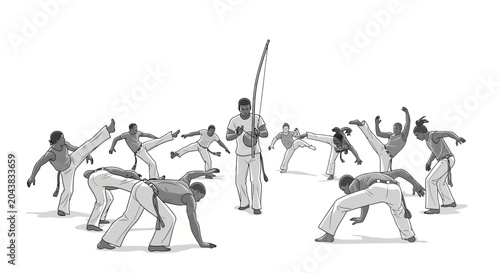 Canvastavla Martial arts practitioners in various stances.