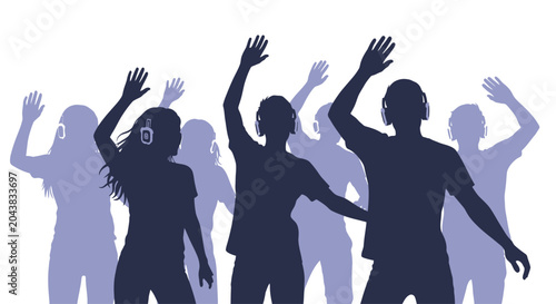 Fotografi Group of people raising their hands.