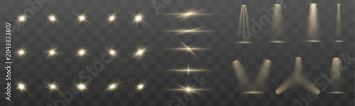Fotografi Glittering golden light streaks stretch horizontally across the canvas