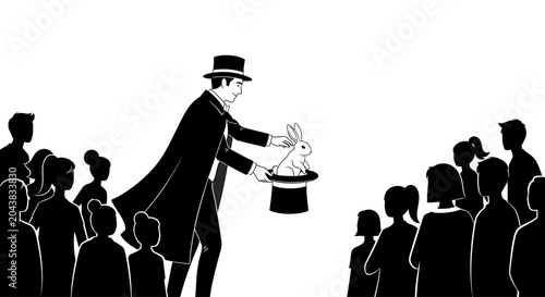 Cuadro en lienzo Magician Performing for Crowd Audience.