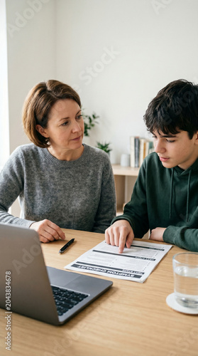 Parent and teen reviewing health questions with AI and human verification