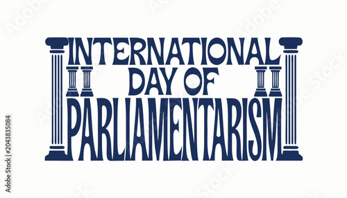 Schilderij op canvas International day of parliamentarism blue text with two classic columns