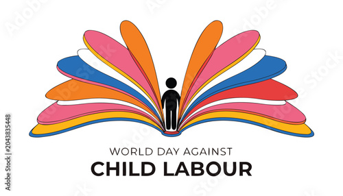 Bild auf Leinwand Colorful open book illustration representing world day against child labour