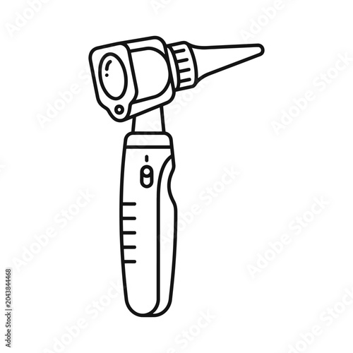 Otoscope medical instrument line art icon vector illustration of an ear examination tool