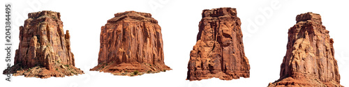 Foto Isolated Red Sandstone Rock Formations Set, Natural Desert Buttes and Mesa Cliff