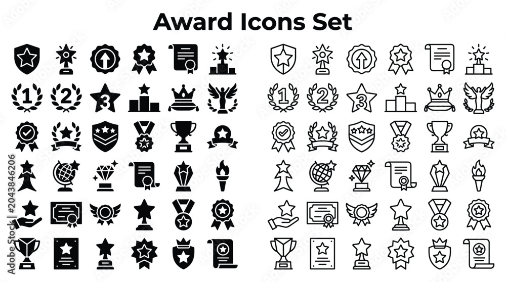 Obraz premium Automation Icons Set Features Various Award Symbols and Logos for Business