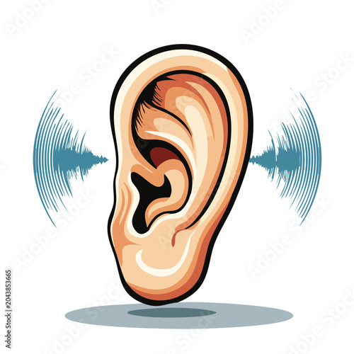 Illustration of an Ear Receiving Sound Waves