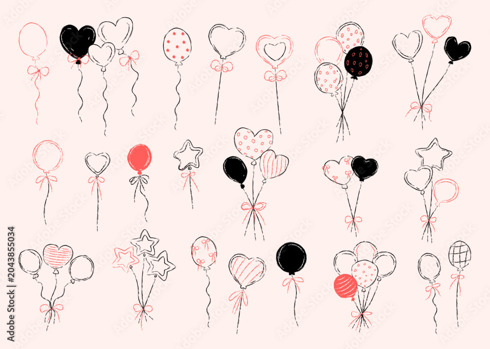 Obraz premium Balloon Set Celebration Doodle