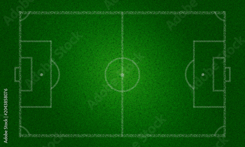 Green Soccer Field Top View with White Line Markings Vector Illustration