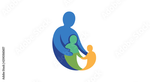 Abstract family icon representing care and community connection.