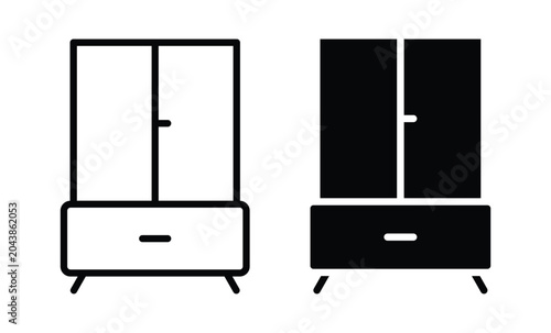 Minimalist Wardrobe Closet Illustration with Drawer and Double Doors
