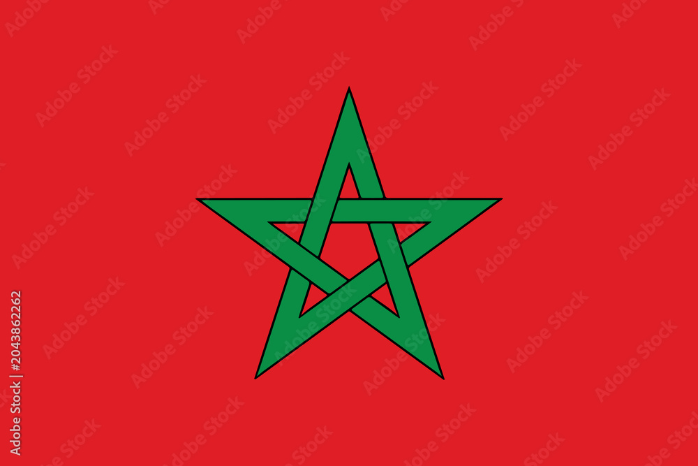 Obraz premium Moroccan flag with green star vector