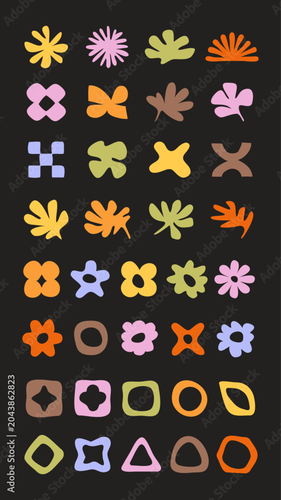 Naklejka premium Colorful abstract floral shapes element vector set