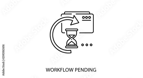 Workflow Pending Icon: Hourglass and Refresh Arrow Symbolizing Waiting Process