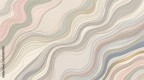 Abstract Wavy Lines Background in Soft Pastel and Earthy Tones