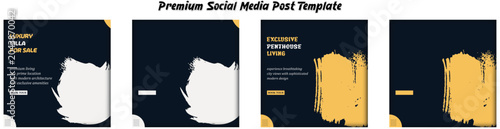 Luxury Beachfront Villa Instagram Carousel Template for Coastal Real Estate Marketing, isolated transparent background, editable vector artwork PNG file, EPS JPG Illustrator Included
