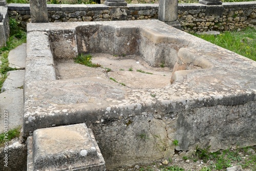 Roman ruins of large stone spa in Volubilis