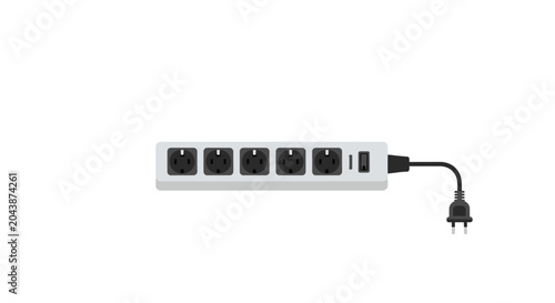 Power strip with five outlets and plug