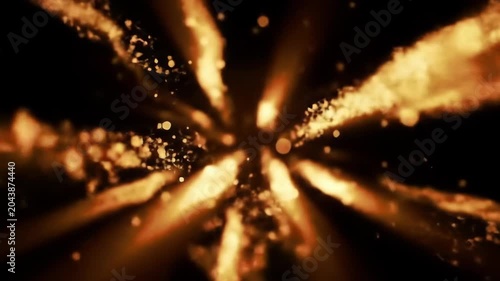 Golden Particle Explosion - Abstract Light Streaks Bursting with Energy and Motion.
