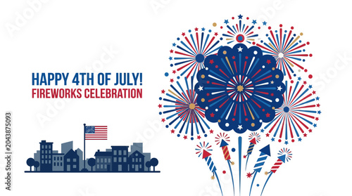 Fireworks Celebration on 4th of July Night