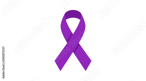 Purple ribbon symbol for Alzheimer's awareness on white background
