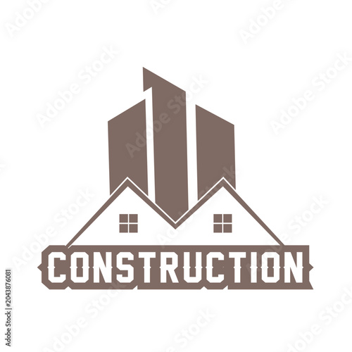 Black vector logo for house and building construction.