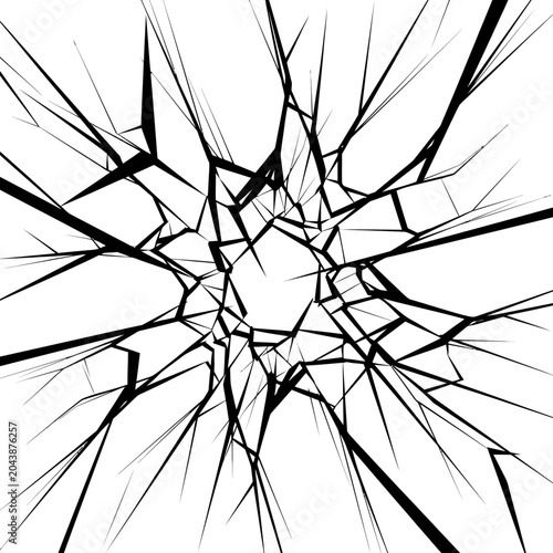 Cracked Glass Shattered Broken Window Pane.