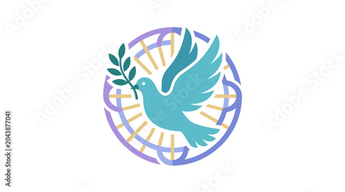 Peace Dove Symbol with Olive Branch and Globe