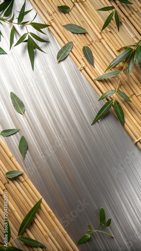 Bamboo wall panel, text space Vertical backgrounds trendy minimal glossy futuristic banner backdrop content digital texture template modern pattern professional concept background style screen vintage