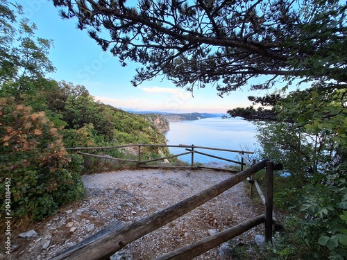 Hiking trail viewpoint overlooking the Adriatic Sea on the Rilke Trail near Duino, Italy