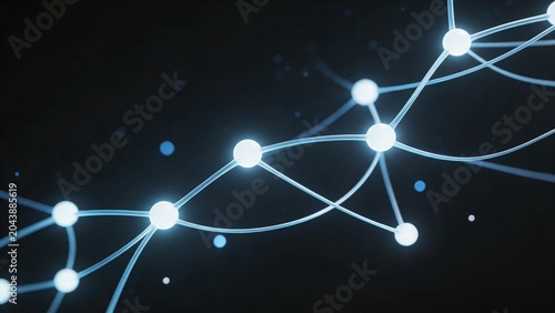 Abstract network of glowing nodes and lines