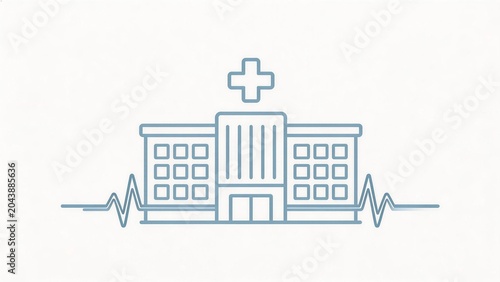Hospital building with heartbeat line