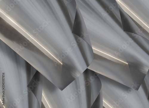 thin curved aluminum metal sheets. industrial metal stacks, shiny rectangular pieces