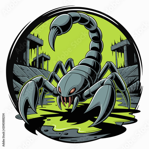 Quadro su tela Scorpion with large claws attacking forward.