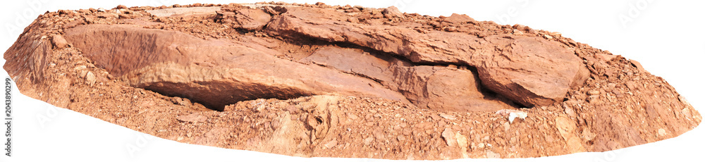 Fototapeta premium Layered Red Sandstone Slab Terrain Isolated on Transparent Background