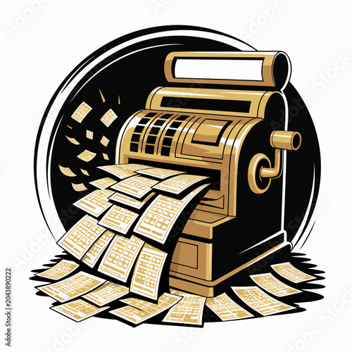Fotografía Golden Ticket Dispenser Machine With Tickets.