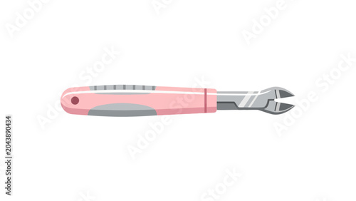 Pink utility knife with silver cutting head on white background