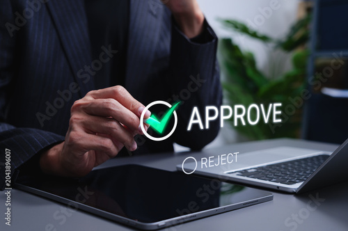 Quadro em tela Business approval decision and authorization workflow concept