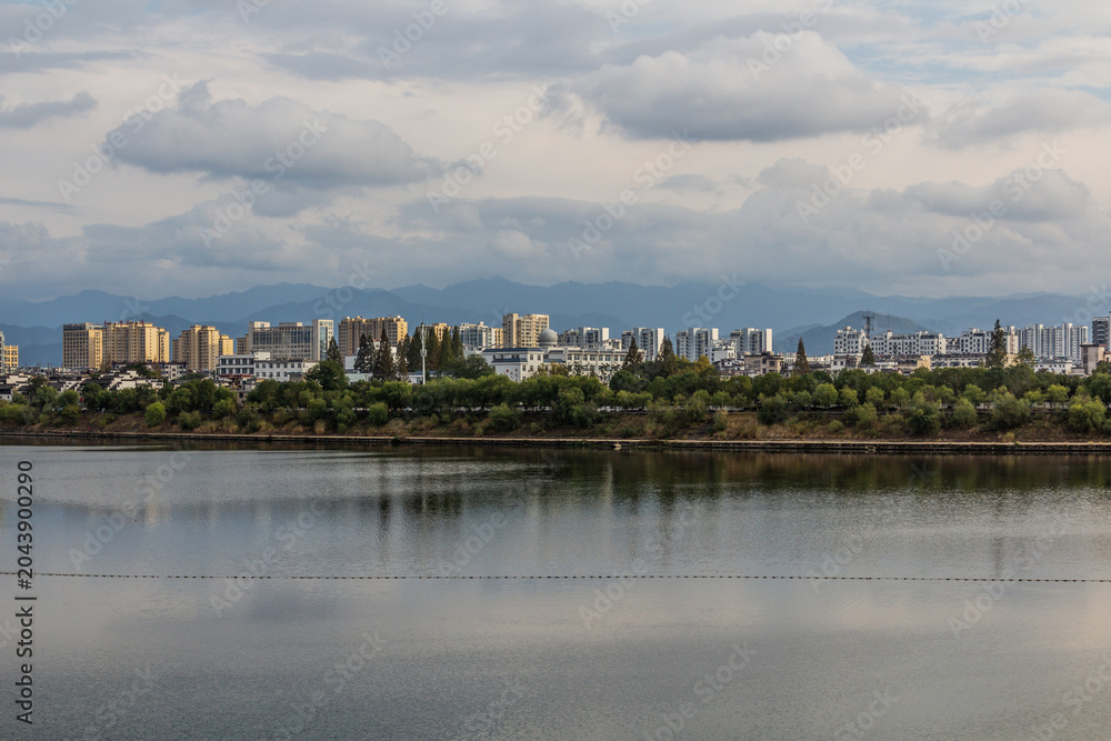 Fototapeta premium View of Xin'an river in Tunxi city, Anhui province, China