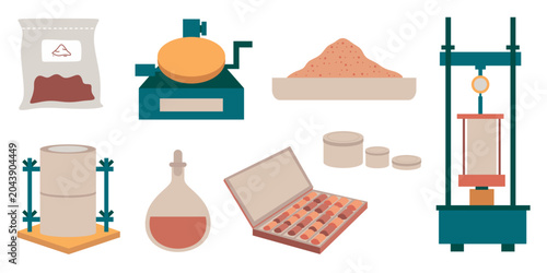 Geotechnical soil testing laboratory tools equipment set