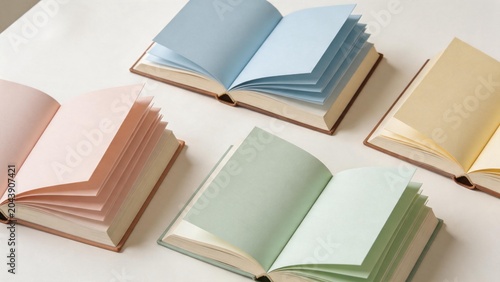 Open books with colored pages