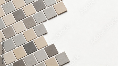 Patterned tiles on white surface