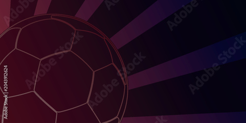 Football theme background with light beam effect line decoration and sporty ball shape outline. Minimalist design with trendy color gradation for football match, player lineup, match result.