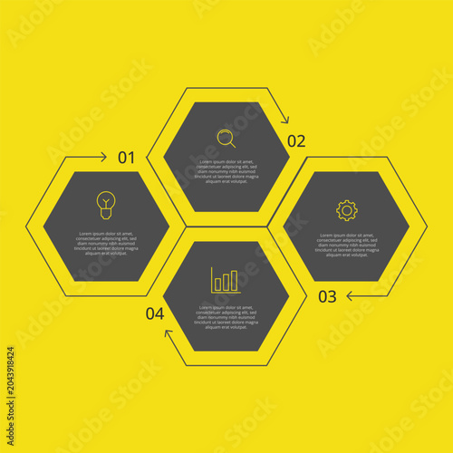 Business Hexagon Infographic Step Chart Template for Presentation Dashboard