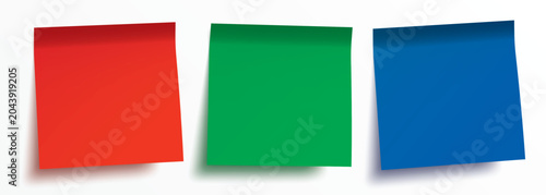 Foto Colorful blank sticky notes set on a white background