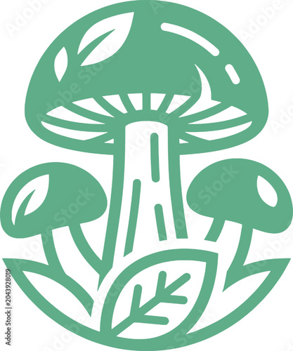 Green Mushroom Vector Icon Minimalist Toadstool Logo Design for Nature Eco and Creative Business