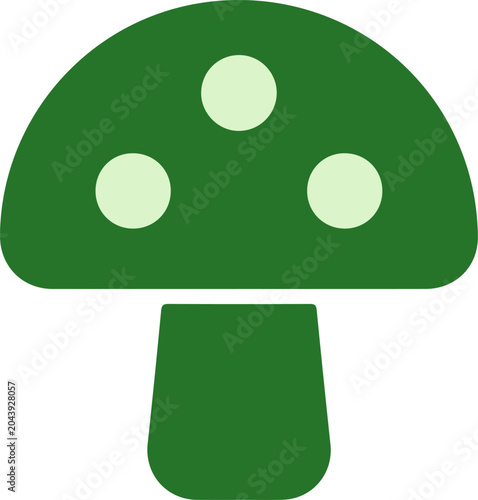 Green Mushroom Vector Icon Minimalist Toadstool Logo Design for Nature Eco and Creative Business
